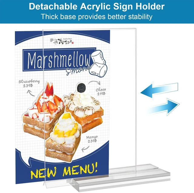 Alt view image 4 of 7 - Acrylic Sign Holder 4x6 Inches 24 Pack, Double Sided Clear Display Stand Table Top Sign Paper Holder, Vertical Menu Flyer Holder, Plastic Sign Frame for Stores, Restaurants, Hotels, Office