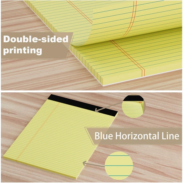 Alt view image 6 of 7 - 12 Pack Yellow Legal Pads 8.5 x 11.75 College Ruled Yellow Note Pad Narrow Ruled 30 Sheets Notepads Perforated Writing Pad Clear Print 8x11 Legal Pads Pads of Paper