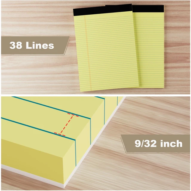 Alt view image 5 of 7 - 12 Pack Yellow Legal Pads 8.5 x 11.75 College Ruled Yellow Note Pad Narrow Ruled 30 Sheets Notepads Perforated Writing Pad Clear Print 8x11 Legal Pads Pads of Paper