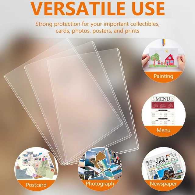 Alt view image 5 of 7 - 50PCS 6" x 9" Rigid Print Protectors Clear Hard Plastic Large Card Sleeves for Jumbo Card, Top Loading Rigid Card Sheet Protectors for Postcards, Photos, Trading & Sports Cards
