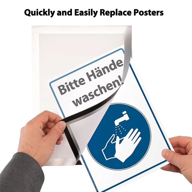 Alt view image 6 of 7 - 24Pcs Magnetic Paper Sign Holder 8.5x11,Magnet Closure Display Frame Self-Adhesive Document Holder,Clear Surface for Dry Erase,Wall Mount for Home Office Store Window Door,Waterproof Dustproof
