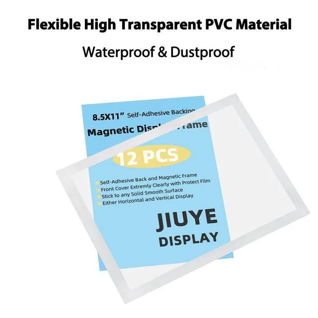 Alt view image 3 of 7 - 24Pcs Magnetic Paper Sign Holder 8.5x11,Magnet Closure Display Frame Self-Adhesive Document Holder,Clear Surface for Dry Erase,Wall Mount for Home Office Store Window Door,Waterproof Dustproof