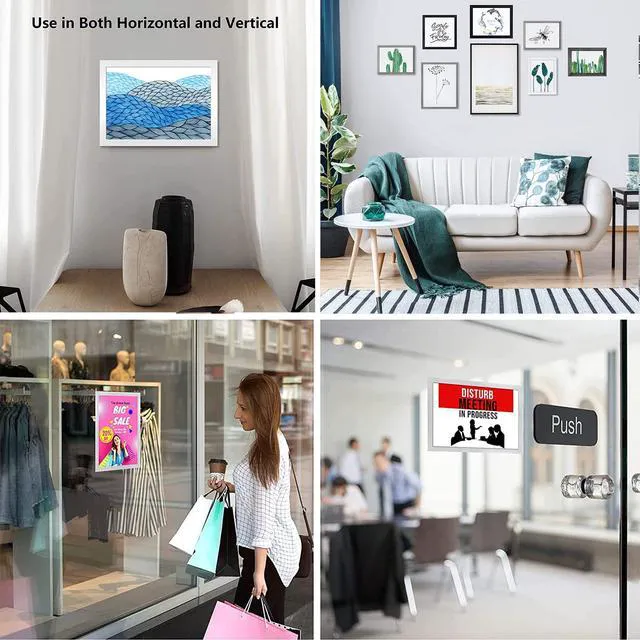 Alt view image 7 of 7 - 24Pcs Magnetic Paper Sign Holder 8.5x11,Magnet Closure Display Frame Self-Adhesive Document Holder,Clear Surface for Dry Erase,Wall Mount for Home Office Store Window Door,Waterproof Dustproof