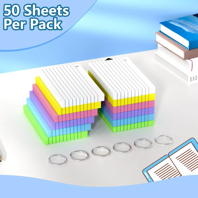 Alt view image 4 of 6 - Index Cards 3x5 Inch With Ring, 600 Count, Ruled White Colored Index Card, 180GSM Flash Cards College Ruled for Students, Teachers, Study Note Card for Office, Home, School, Office