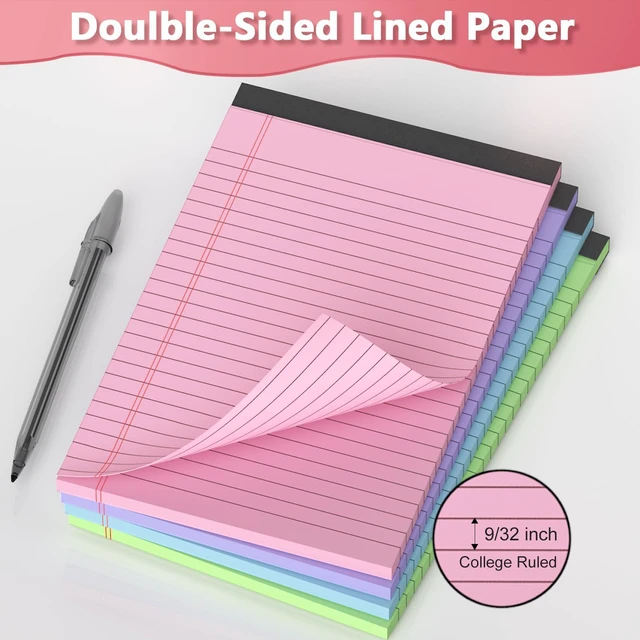Alt view image 3 of 7 - 12 Pack Note Pads 5x8 Narrow Ruled Legal Pad Multicolor Writing Pads 5x8 Small Notepads Small Note Pads Pink Legal Pad, Purple Notepad,30 Sheet/Notepad, Colored Lined Paper for School,Business,Home