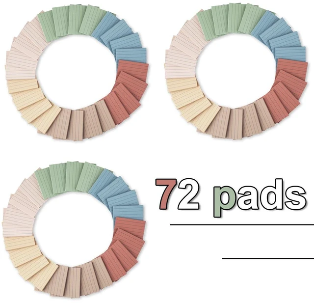 Alt view image 2 of 7 - (72 Pack) Lined Sticky Notes 3x3 in,Vintage Notepads with Lines Ruled Stickies,Super Sticking Power,Office School Memo Note Pads,Post on Windows Doors,Recyclable,Easy to Write on
