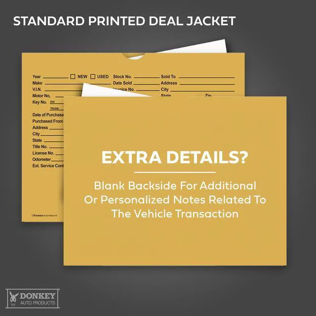 Alt view image 4 of 7 - Printed Vehicle Deal Envelopes 9x12 Deal Jackets (100 shrink wrapped) (Buff)