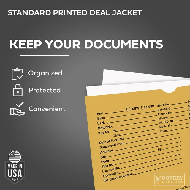Alt view image 3 of 7 - Printed Vehicle Deal Envelopes 9x12 Deal Jackets (100 shrink wrapped) (Buff)