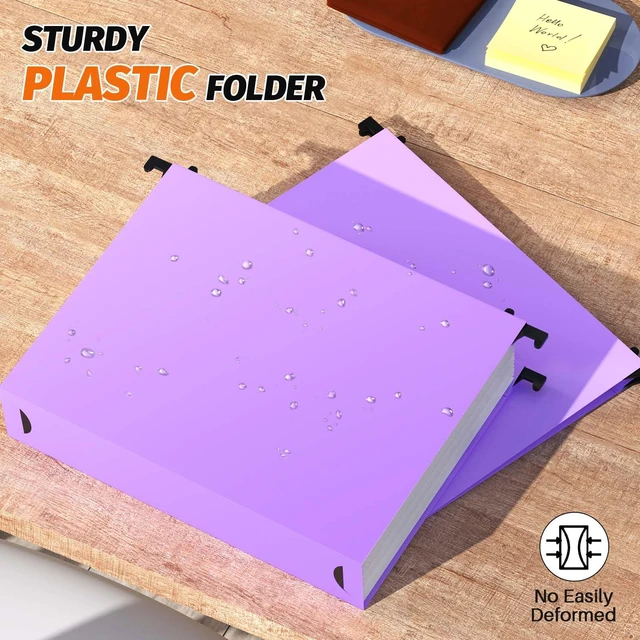 Alt view image 2 of 7 - Extra Capacity Plastic Hanging File Folders,12 Pack, Letter, Purple Letter Size, Reinforced Hang Folder, Heavy Duty 2 In Expansion, w/ Tabs, Filing Cabinet Folders for Bulk Files/Medical Charts