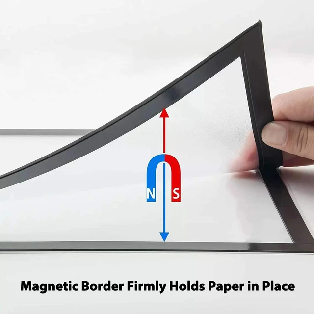 Alt view image 3 of 6 - 12 Pcs Self-Adhesive Magnetic Paper Sign Holder 8.5x11,Magnetic Closure Glossy Display Frame for Dry Erase and Reusable,Wall mount for Home Office Store Document,Front Open Waterproof Dust-Proof