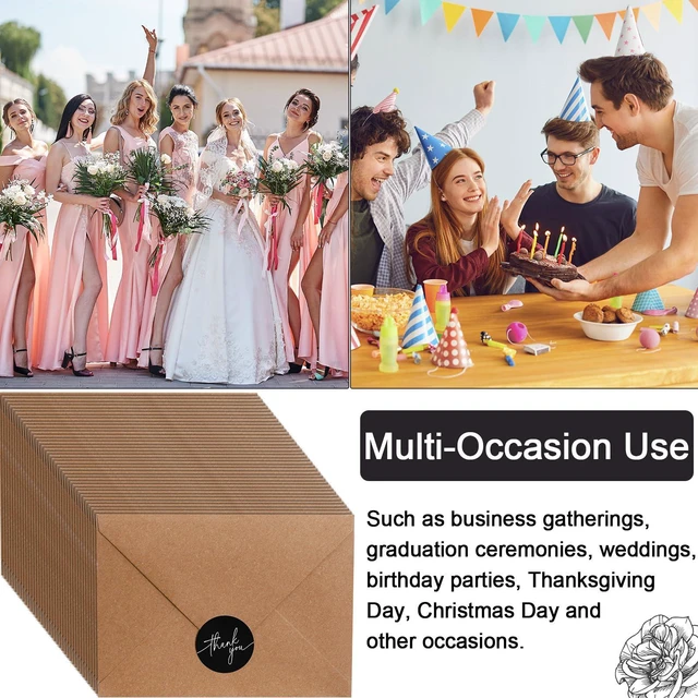 Alt view image 6 of 6 - 200 Pcs Thank You Cards with Envelopes Stickers, 3.5x5", Black Folded Blank Thank You Notes Bulk, Kraft Envelopes and Stickers, for Wedding Business Graduation Baby Shower Bridal Shower
