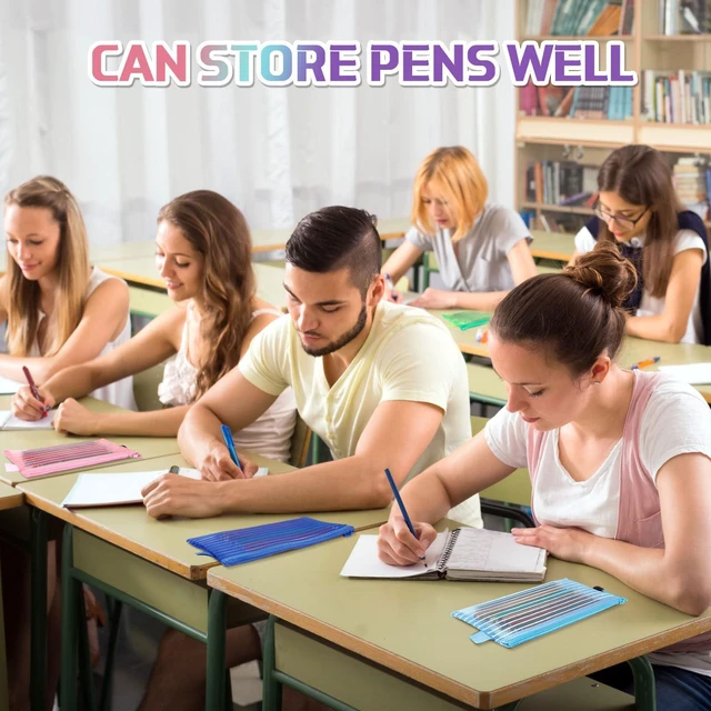 Alt view image 4 of 7 - 200 Pcs A6 Mesh Zipper Pouches Bulk 9.4"x4.5",Bright Colors Waterproof Pencil Bags for Office Supplies, Transparent Design for Stationery Storage, Organizers for Cosmetics Travel