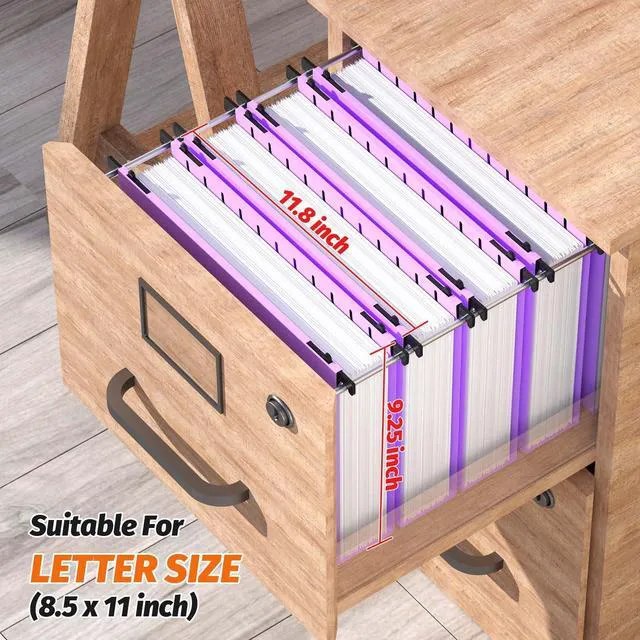 Alt view image 3 of 7 - Extra Capacity Plastic Hanging File Folders,12 Pack, Letter, Purple Letter Size, Reinforced Hang Folder, Heavy Duty 2 In Expansion, w/ Tabs, Filing Cabinet Folders for Bulk Files/Medical Charts