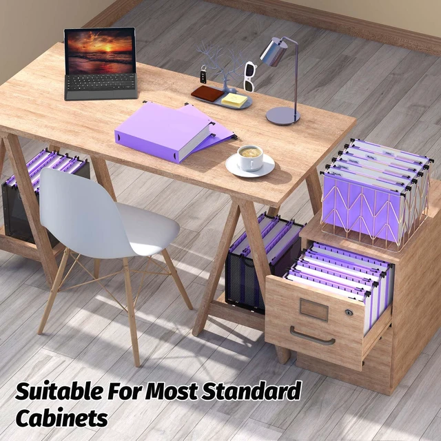 Alt view image 7 of 7 - Extra Capacity Plastic Hanging File Folders,12 Pack, Letter, Purple Letter Size, Reinforced Hang Folder, Heavy Duty 2 In Expansion, w/ Tabs, Filing Cabinet Folders for Bulk Files/Medical Charts