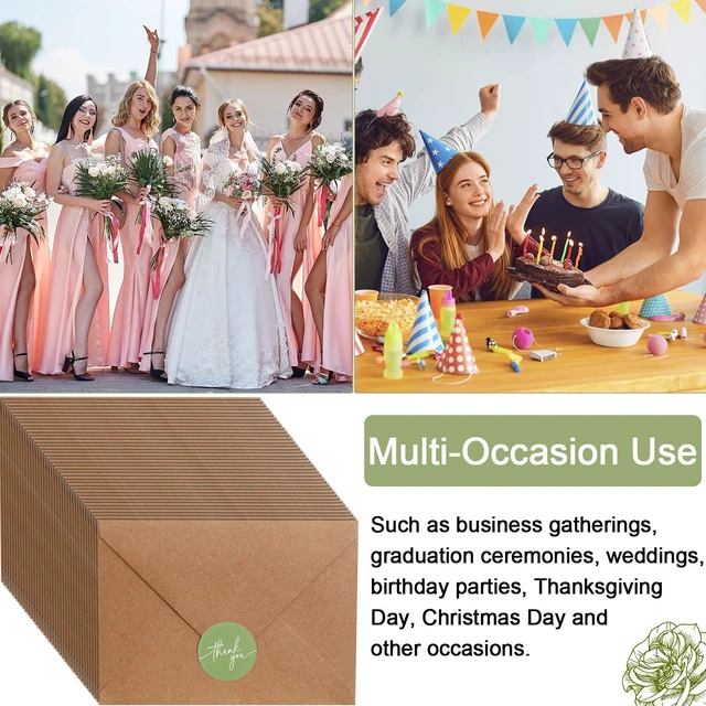 Alt view image 6 of 6 - 200 Pcs Thank You Cards with Envelopes Stickers, 3.5x5", Sage Green Folded Blank Thank You Notes Bulk, Kraft Envelopes and Stickers, for Wedding Business Graduation Baby Shower Bridal Shower