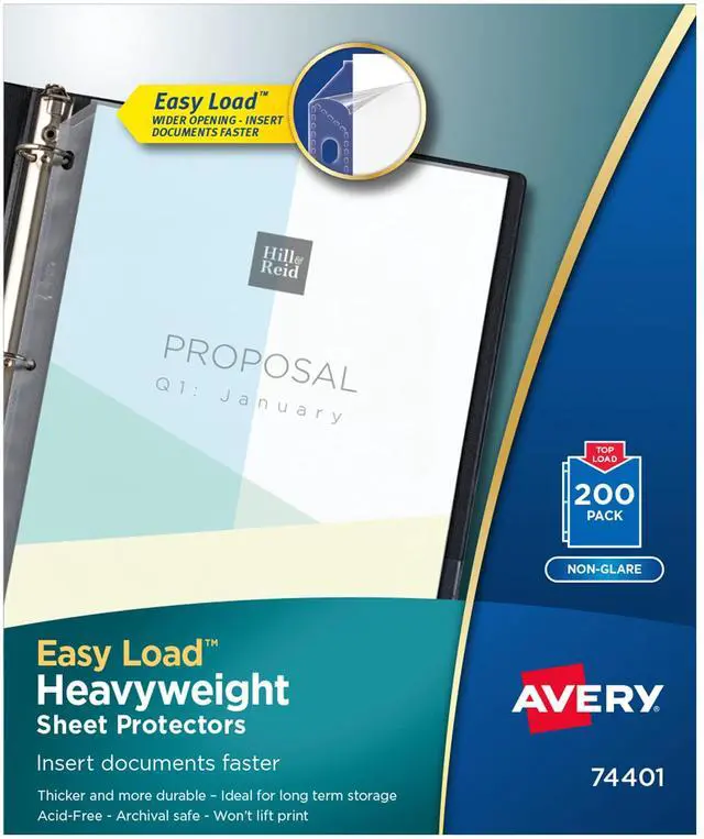 Main image of Clear Heavyweight Sheet Protectors, Non-Glare, Easy Load, 200 Document Protectors (74401)