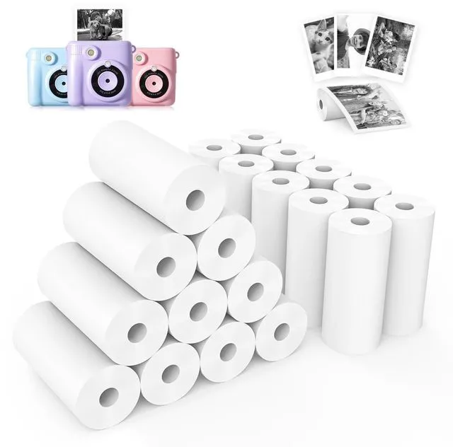 Main image of 20 Rolls Kids Camera Instant Print Refill Paper Set, HD Printing Thermal Paper for Most Kids Instant Camera Photo Print (White-20 Rolls)