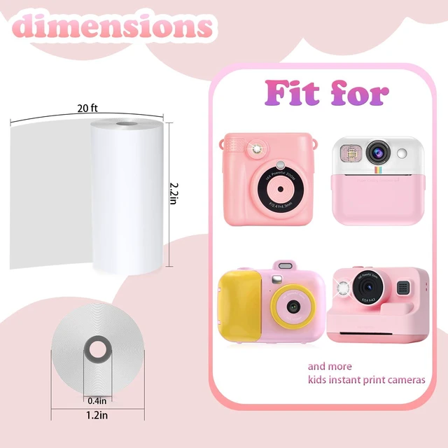 Alt view image 2 of 7 - 20 Rolls Kids Camera Instant Print Refill Paper Set, HD Printing Thermal Paper for Most Kids Instant Camera Photo Print (White-20 Rolls)