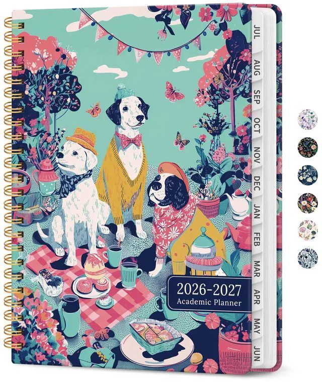 Main image of Planner 2026-2027, Monthly & Weekly Jul 2026-Jun 2027 Calendar Planner 6.3" x 8.5", Hardcover Academic Organizer with Tabs, Pretty Calendar Book for Women, Students, Teachers, Garden Picnic