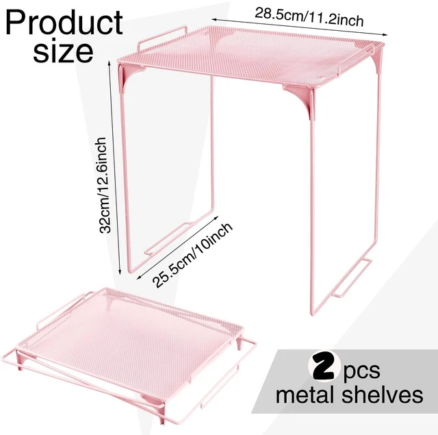 Alt view image 2 of 7 - 13 Pcs Locker Organizer Kit Stackable Mesh Shelves School, Pink