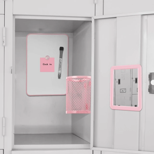 Alt view image 7 of 7 - 13 Pcs Locker Organizer Kit Stackable Mesh Shelves School, Pink