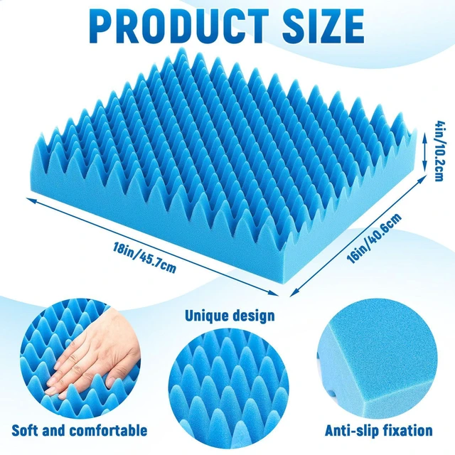 Alt view image 2 of 6 - 2 Pcs Egg Foam Pad Eggs Chair Cushion to Relieve Back Foam Seat Cushion Chair Accessories Pad for Office Recliner Wheelchair Home Car (Egg, Blue)