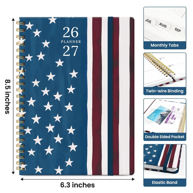 Alt view image 4 of 7 - Planner 2026-2027, Monthly & Weekly Jul 2026-Jun 2027 Calendar Planner 6.3" x 8.5", Hardcover Academic Organizer with Tabs, Pretty Calendar Book for Women, Students, Teachers, Star Riders