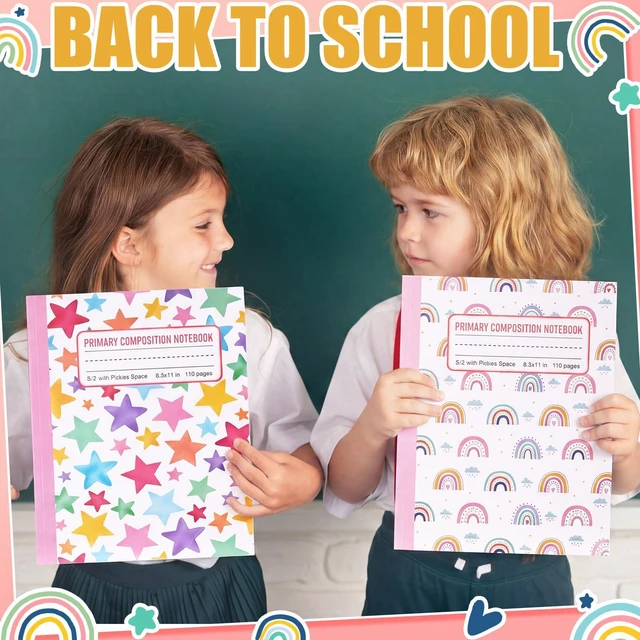Alt view image 2 of 7 - 6 Pack Rainbow Primary Composition Notebook with Picture Space Bulk for Grades K-2 110 Page 8.5 X11'' Half Primary Journal K-2 Drawing Story for Back to School First Day of School