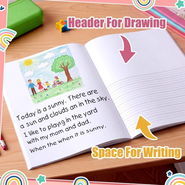 Alt view image 3 of 7 - 6 Pack Rainbow Primary Composition Notebook with Picture Space Bulk for Grades K-2 110 Page 8.5 X11'' Half Primary Journal K-2 Drawing Story for Back to School First Day of School