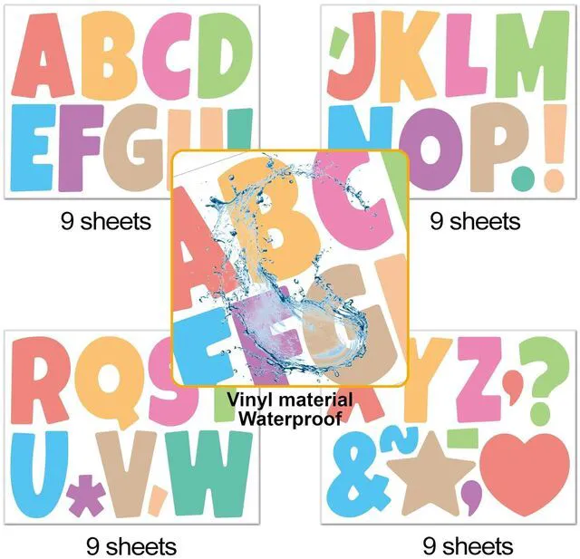 Alt view image 3 of 7 - Letter Stickers 351 Pieces 4 Inch Bulletin Board Letters Alphabet Cutout Letter for Bulletin Board Display Home Classroom School Decor(Colorful) (Pack of 4)