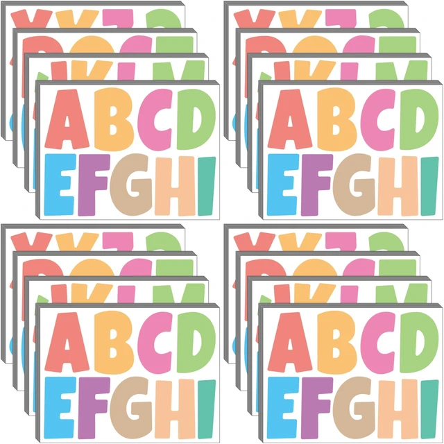 Main image of Letter Stickers 351 Pieces 4 Inch Bulletin Board Letters Alphabet Cutout Letter for Bulletin Board Display Home Classroom School Decor(Colorful) (Pack of 4)