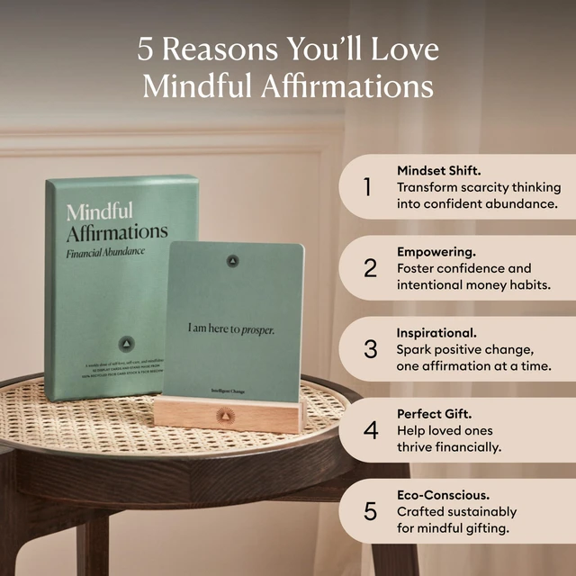 Alt view image 2 of 7 - Mindful Affirmation Cards for Financial Abundance, Daily Words of Inspiration, Self Affirmation Inspirational Gifts, Positive Affirmations with Display Stand, Deck of 52