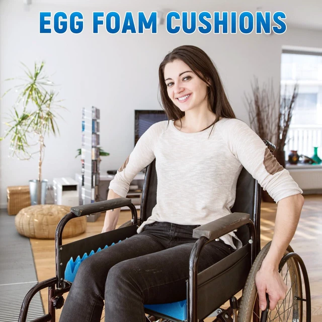 Alt view image 6 of 6 - 2 Pcs Egg Foam Pad Eggs Chair Cushion to Relieve Back Foam Seat Cushion Chair Accessories Pad for Office Recliner Wheelchair Home Car (Egg, Blue)