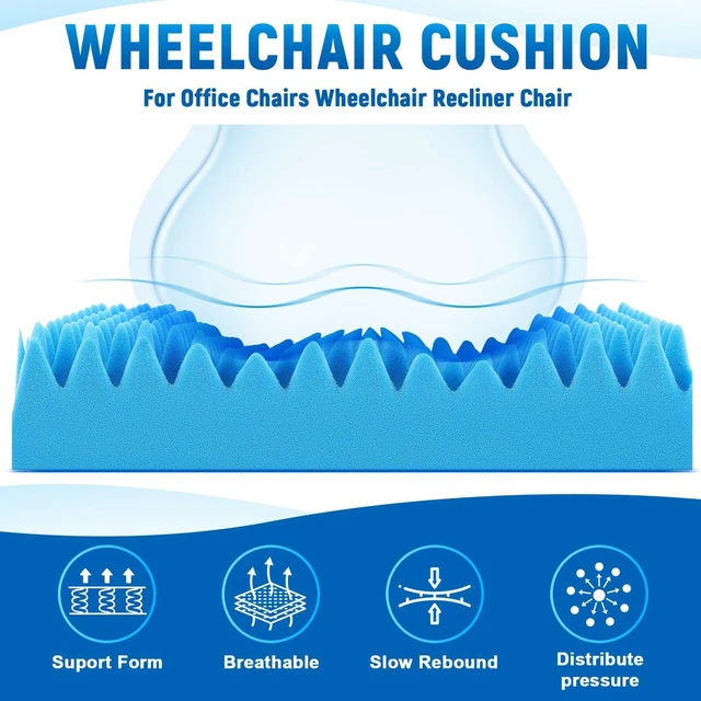 Alt view image 3 of 6 - 2 Pcs Egg Foam Pad Eggs Chair Cushion to Relieve Back Foam Seat Cushion Chair Accessories Pad for Office Recliner Wheelchair Home Car (Egg, Blue)