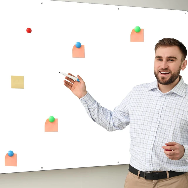 Alt view image 7 of 7 - Magnetic Board Steel, Display Magnetic, White, 24 x 48 Inch Magnet Bulletin Boards for Walls Notes Photos for Home, Office, Classroom, Pre Drilled with Screws and Dry Wet Erase Feature