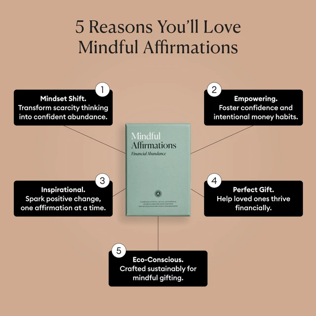 Alt view image 3 of 7 - Mindful Affirmation Cards for Financial Abundance, Daily Words of Inspiration, Self Affirmation Inspirational Gifts, Positive Affirmations with Display Stand, Deck of 52