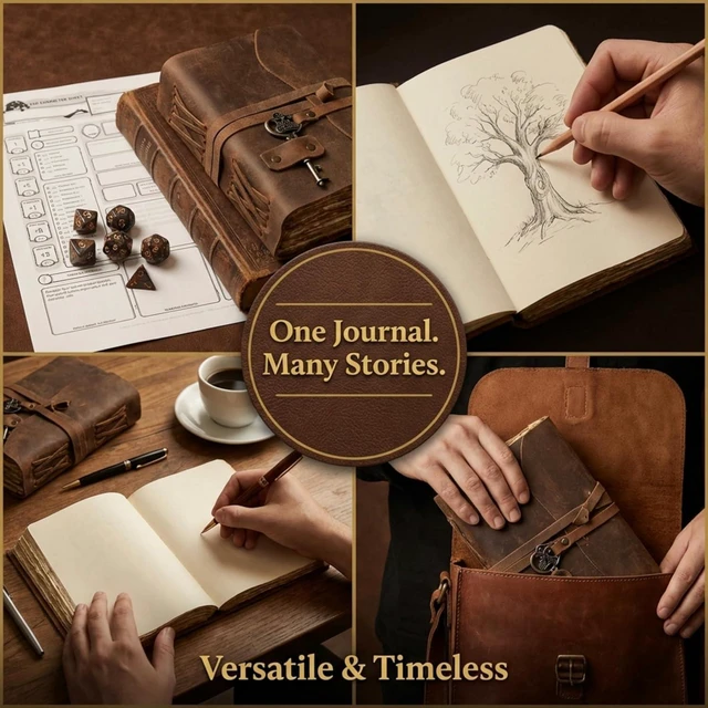 Alt view image 6 of 7 - Vintage Leather Journal - Antique Handmade Leather Bound journal with deckle edge paper for Men And Women Diary - Leather Sketchbook - Drawing Journal Notebook - Great Gift (11.7X8.3)