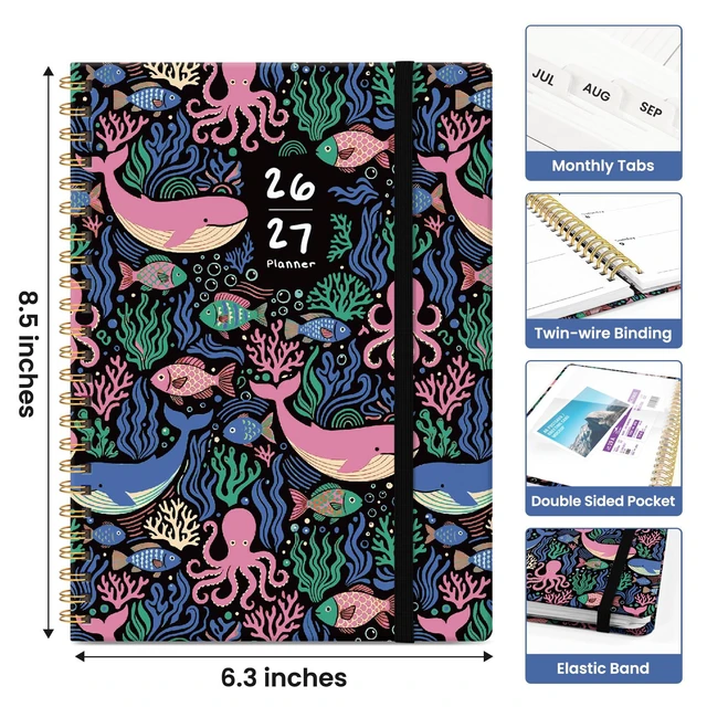 Alt view image 4 of 7 - Planner 2026-2027, Monthly & Weekly Jul 2026-Jun 2027 Calendar Planner 6.3" x 8.5", Hardcover Academic Organizer with Tabs, Pretty Calendar Book for Women, Students, Teachers, Pelagia Parade