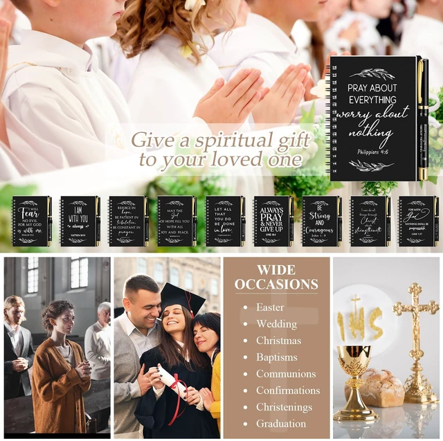 Alt view image 7 of 7 - 60 Pcs/30 Set Christian Gift Bulk Spiral Notebook and Pen, Black Prayer Journal Bible Verse Ballpoint Pen, Religious Gift for Church Members Study Groups Women Men, Sunday School