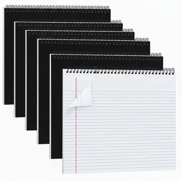 Main image of 6 Landscape Legal Pad 11 x 9.5 College Ruled Top Spiral Horizontal Notebook 6 White Pads, 40 Sheets Each, Hole Punched Pages, White Paper for Meetings, Class Notes, Project Files and Daily Records