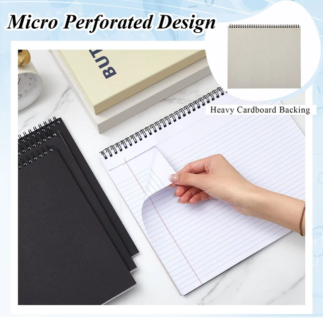 Alt view image 3 of 6 - 6 Landscape Legal Pad 11 x 9.5 College Ruled Top Spiral Horizontal Notebook 6 White Pads, 40 Sheets Each, Hole Punched Pages, White Paper for Meetings, Class Notes, Project Files and Daily Records