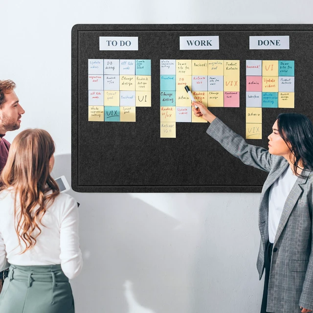 Alt view image 2 of 7 - Foldable Felt Bulletin Board for Wall, 60x36 inches, Black Large Cork Board Alternative with 25 Pushpins, Decorative Photo Display Board Pin Board 5x3, For Home, Office & School