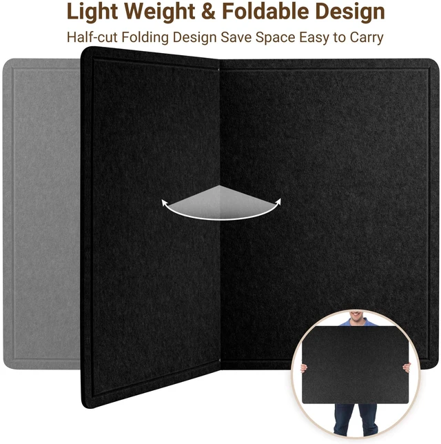 Alt view image 4 of 7 - Foldable Felt Bulletin Board for Wall, 60x36 inches, Black Large Cork Board Alternative with 25 Pushpins, Decorative Photo Display Board Pin Board 5x3, For Home, Office & School
