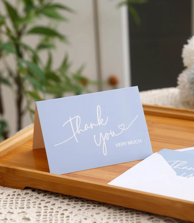Alt view image 4 of 7 - 100 PK Blue Thank You Cards with Envelopes Bulk - 5 x 3.5 Inches Personalized Thank You Notes for Baby Shower Wedding Small Business Graduation Funeral Birthday