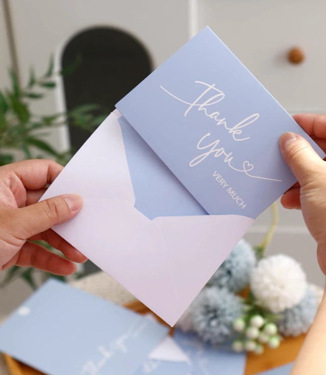 Alt view image 7 of 7 - 100 PK Blue Thank You Cards with Envelopes Bulk - 5 x 3.5 Inches Personalized Thank You Notes for Baby Shower Wedding Small Business Graduation Funeral Birthday