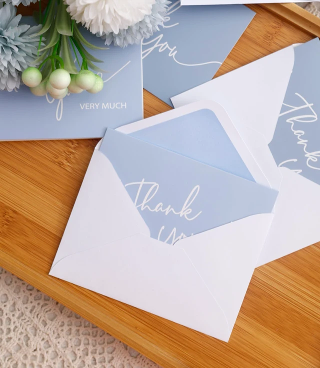 Alt view image 6 of 7 - 100 PK Blue Thank You Cards with Envelopes Bulk - 5 x 3.5 Inches Personalized Thank You Notes for Baby Shower Wedding Small Business Graduation Funeral Birthday