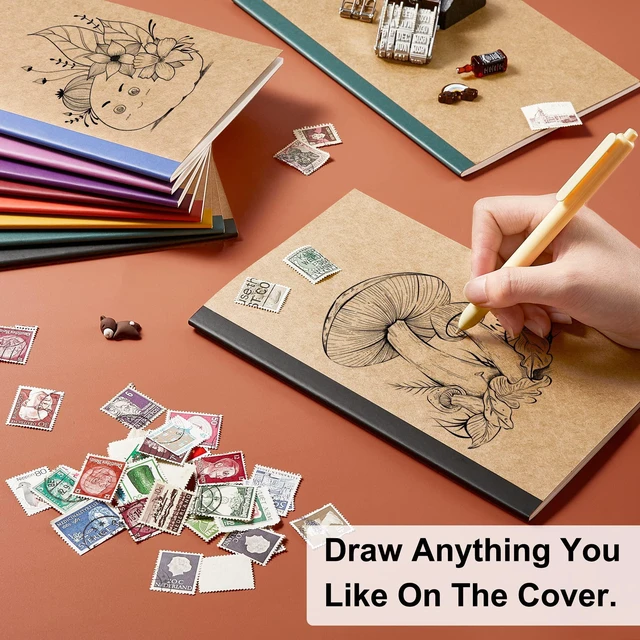 Alt view image 3 of 7 - 16 Pack Composition Notebooks Bulk, Kraft Cover Lined Blank College Ruled Composition Travel Journals with Jewel Tone Spines For Women Students, 60 Pages, 8.3x 5.5, A5, 8 Vintage Colors