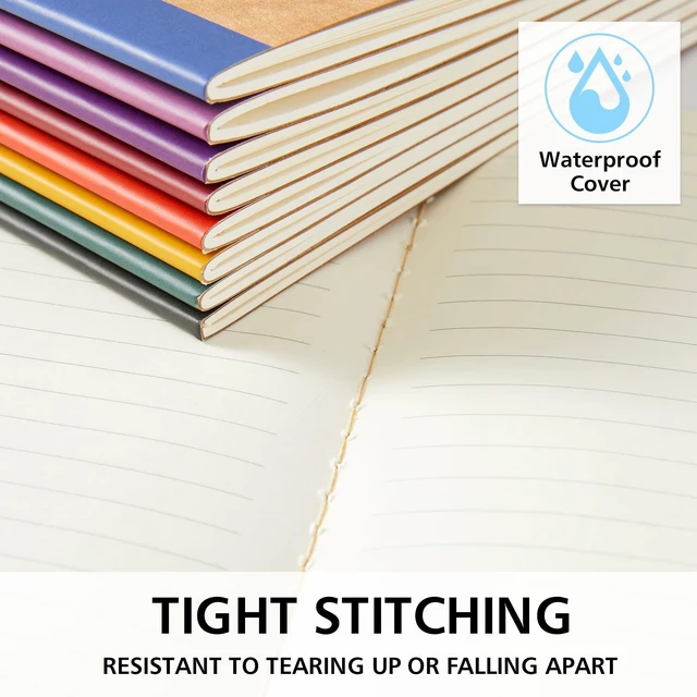 Alt view image 4 of 7 - 16 Pack Composition Notebooks Bulk, Kraft Cover Lined Blank College Ruled Composition Travel Journals with Jewel Tone Spines For Women Students, 60 Pages, 8.3x 5.5, A5, 8 Vintage Colors