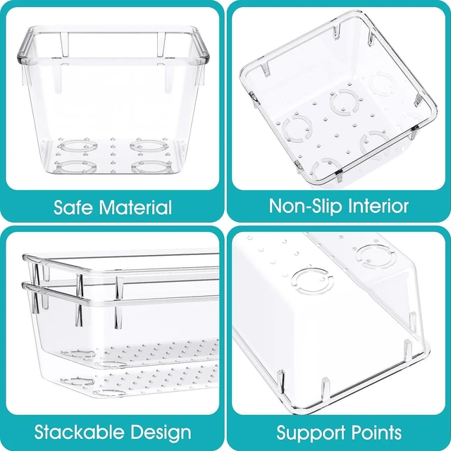 Alt view image 3 of 6 - 23 PCS Plastic Drawer Organizers Set, 4 Size Desk Drawer Organizer Trays 4 Size Desk Drawer Organizer Trays for Makeup, Jewelry, Kitchen Utensils, Gadgets and Office
