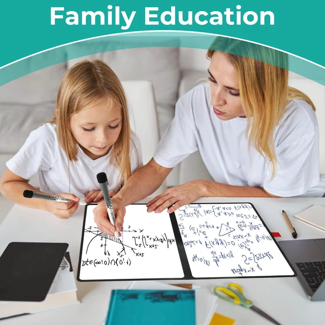 Alt view image 4 of 7 - Double-Sided White Board 12x9 inch - Ultra-Thin Portable Dry Erase Board with 3 Markers & Anti-Ghosting Surface | Magnetic-Ready | Foldable for Office, School, Travel, Homeschool (Pink)